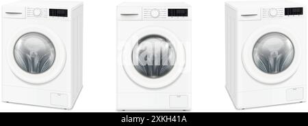 Washing machine mock up isolated on white background. Vector illustration. Stock Vector