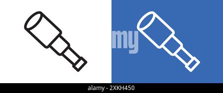 binoculars icon logo sign vector outline in black and white color Stock Vector