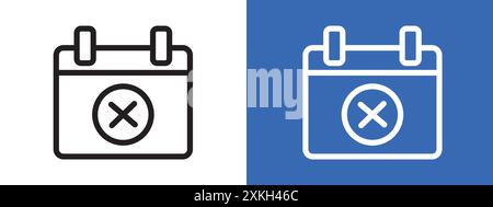 Cancel event icon logo sign vector outline in black and white color Stock Vector