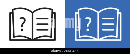 book with question mark icon logo sign vector outline in black and white color Stock Vector