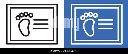 Birth certification icon logo sign vector outline in black and white color Stock Vector