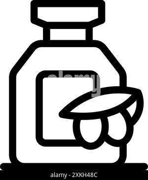 Olive oil bottle with olives showing healthy cooking oil production Stock Vector