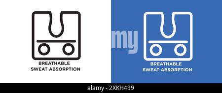 Breathable sweat absorption icon logo sign vector outline in black and white color Stock Vector