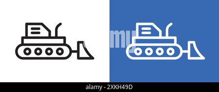 Bulldozer icon logo sign vector outline in black and white color Stock Vector