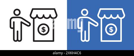 Buyer, shopper icon logo sign vector outline in black and white color Stock Vector