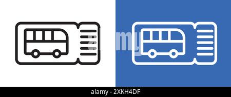 Bus Ticket icon logo sign vector outline in black and white color Stock Vector