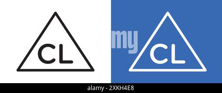 Chlorine bleach icon logo sign vector outline in black and white color Stock Vector