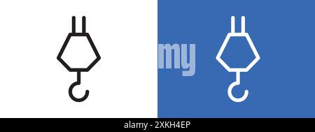 Crane hook icon logo sign vector outline in black and white color Stock Vector