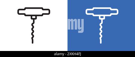Corkscrew opener icon logo sign vector outline in black and white color Stock Vector