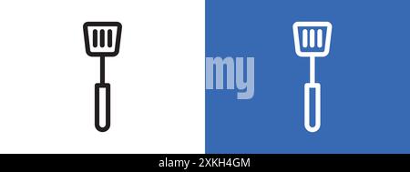 Cooking spatula icon logo sign vector outline in black and white color Stock Vector