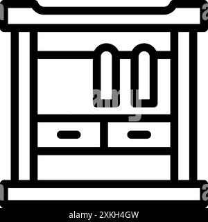 Line icon of a baby changing table, perfect for websites, apps and other projects Stock Vector