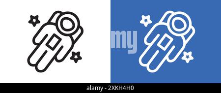 Cosmonaut icon logo sign vector outline in black and white color Stock Vector
