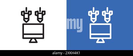 Ddos icon logo sign vector outline in black and white color Stock Vector