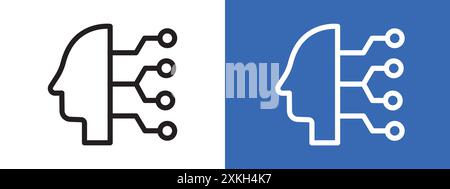 Cyborg icon logo sign vector outline in black and white color Stock Vector