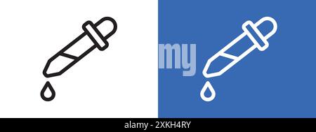 Dropper icon logo sign vector outline in black and white color Stock Vector