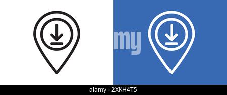 Download GPS map location icon logo sign vector outline in black and white color Stock Vector