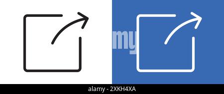 External link icon logo sign vector outline in black and white color Stock Vector