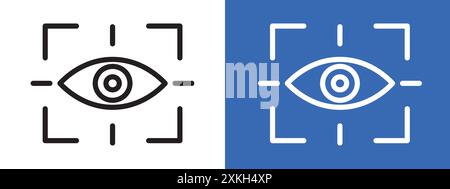Eye scanner icon logo sign vector outline in black and white color Stock Vector