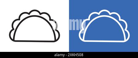 dumplings icon logo sign vector outline in black and white color Stock Vector