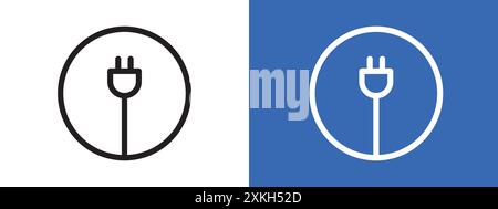 Electrical plug icon logo sign vector outline in black and white color Stock Vector