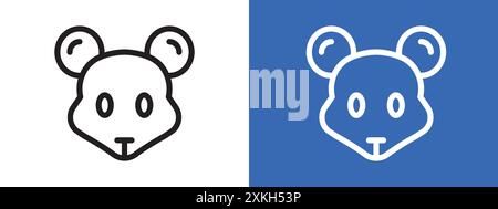 Face of mouse icon logo sign vector outline in black and white color Stock Vector