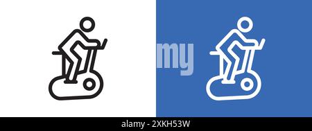 Elliptical bike icon logo sign vector outline in black and white color Stock Vector