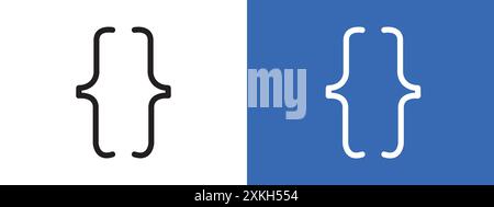 Font brackets icon logo sign vector outline in black and white color Stock Vector