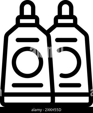 Two sunscreen bottles standing next to each other, perfect for advertising summer skincare products Stock Vector