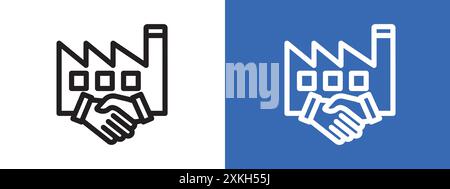 Factory deal icon logo sign vector outline in black and white color Stock Vector