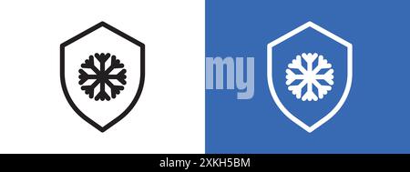 Frost resistant icon logo sign vector outline in black and white color Stock Vector