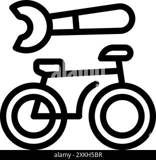 Bicycle repair tool icon representing the concept of bike maintenance and fixing Stock Vector