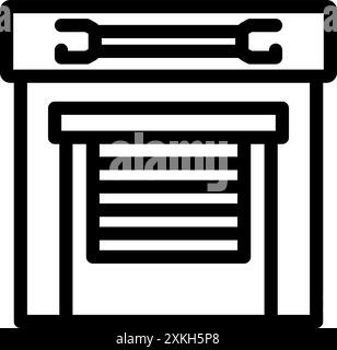 Garage door being opened with automatic remote control system Stock Vector