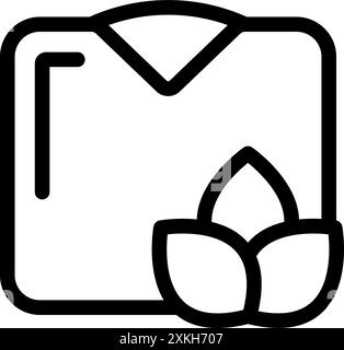 Line icon of a box with a leaf symbolising an environmentally friendly product Stock Vector