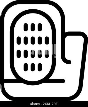 Line icon of a hand using a device with a button interface, representing concepts like accessibility and technological interaction Stock Vector