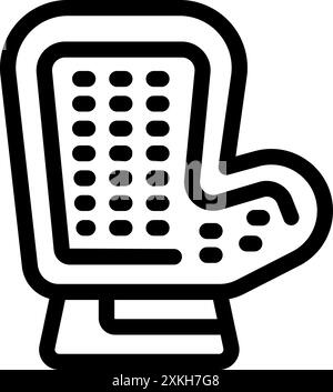 Black outline icon of a kitchen glove standing up, for safely handling hot dishes while baking or cooking Stock Vector