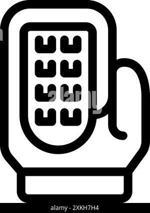 Simple black line icon of a kitchen glove protecting a hand from the heat of an oven or hot kitchenware Stock Vector
