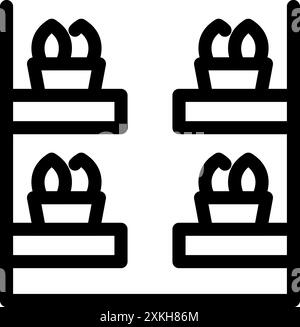 Simple icon of a vertical farm growing plants indoors on shelves Stock Vector
