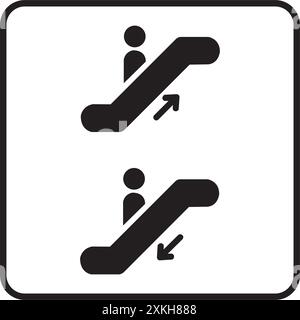 Mechanical stairs signs on a white background with copy space Stock Vector