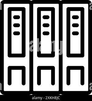 Simple black and white line art icon of a file folder system for storing and organizing documents Stock Vector