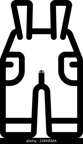 Simple black line art icon representing work pants with suspenders, perfect for websites or apps related to apparel Stock Vector