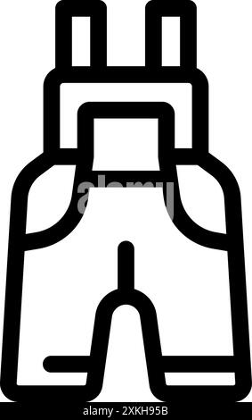 Simple black line art icon of work dungarees, perfect for a website or print project related to manual work or agriculture Stock Vector