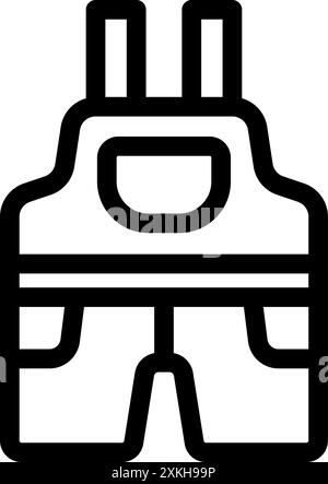Black outline icon of work dungarees, perfect for a website or app related to workwear and clothing Stock Vector