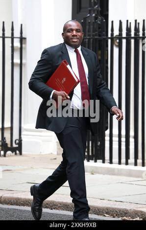 London, UK. 23rd July, 2024. David Lammy, Britain's Foreign Secretary arrives in Downing Street to attend the weekly Cabinet meeting in London. Credit: SOPA Images Limited/Alamy Live News Stock Photo