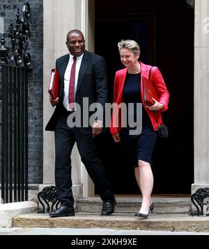 London, UK. 23rd July, 2024. David Lammy, Britain's Foreign Secretary and Yvette Cooper, Britain's Home Secretary leave 10 Downing Street after attending the weekly Cabinet meeting in London. Credit: SOPA Images Limited/Alamy Live News Stock Photo