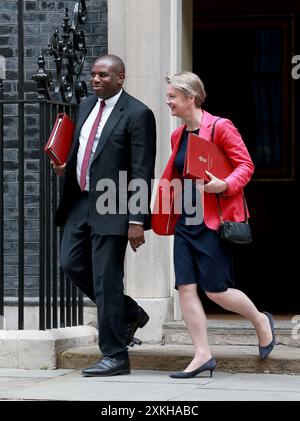 London, UK. 23rd July, 2024. David Lammy, Britain's Foreign Secretary and Yvette Cooper, Britain's Home Secretary leave 10 Downing Street after attending the weekly Cabinet meeting in London. (Photo by Fred Duval/SOPA Images/Sipa USA) Credit: Sipa USA/Alamy Live News Stock Photo