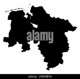 Lower Saxony silhouette map isolated on white background, Germany Stock Vector