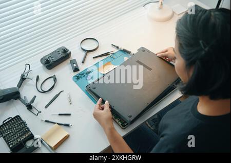 Master Repairing Computer Working In Service Stock Photo