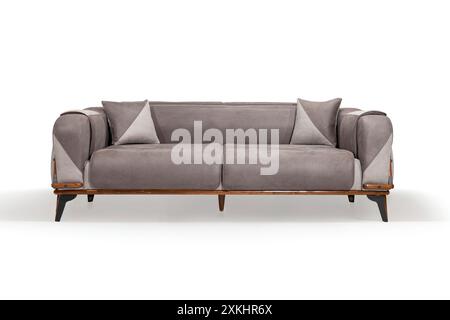 Modern and elegant sofa with plush cushions, designed for both style and comfort in contemporary homes. Stock Photo
