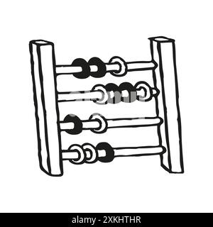 Doodle abacus with wooden beads. Hand drawn vintage calculation tool symbol Stock Vector
