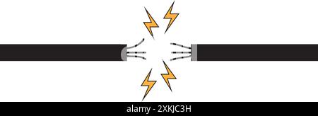 Short circuit with sparks vector icon isolated on white background, electricity caution symbol, short circuit flat illustration Stock Vector